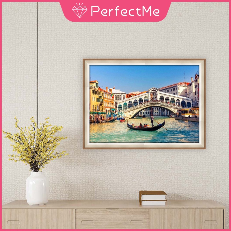 Bộ Tranh Đính Đá 5d Tự Làm 40x30cm Hình Phong Cảnh Thành Phố