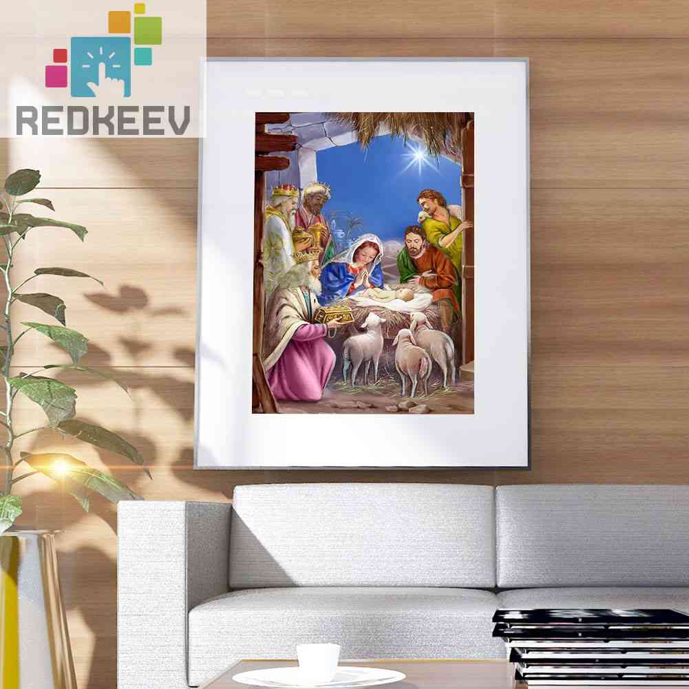 Bộ Tranh Đính Đá 5D Tự Làm Toàn Diện Họa Tiết Chúa Jesus Sinh Ra Được Trang Trí Nhà Cửa