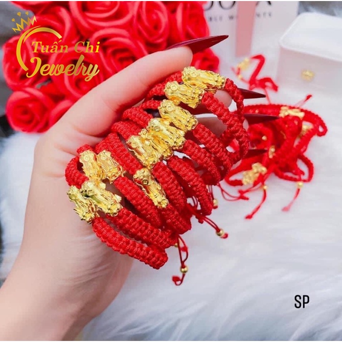 Vòng Tay Chỉ Đỏ Kết Hợp Tỳ Hưu Bạc Xi Vàng Bền Đẹp Mang Lại Bình An, May Mắn- Vòng Đôi Đẹp