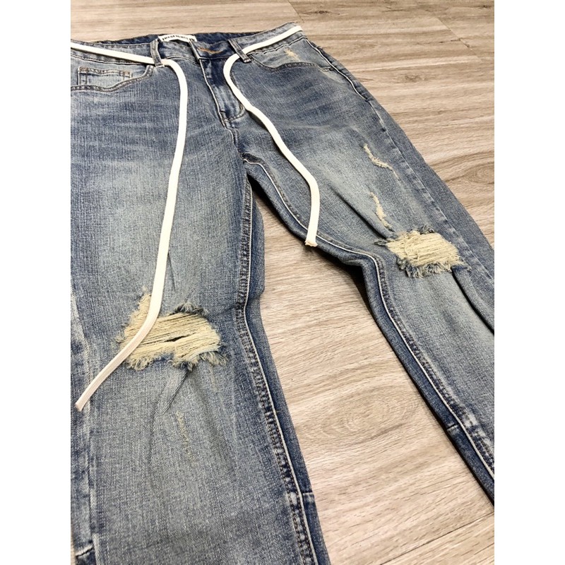 Quần Jeans Zipper Rách Gối Nam Màu Wash Đẹp,Form Skinny, Cam Kết Không Phai Màu, Chất Cotton Cao Cấp, Co Giãn Tốt