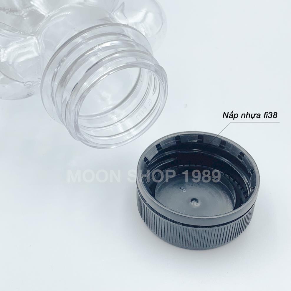 [Kho sỉ]  Chai nhựa Gấu đựng trà sữa siêu kute size 500ml kèm nắp