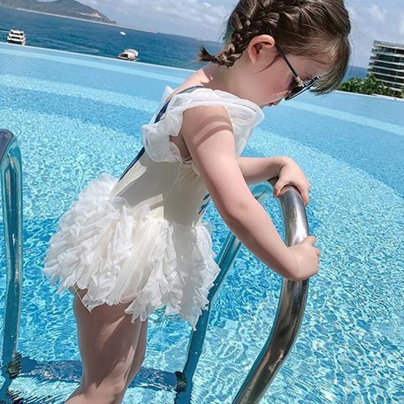 Đồ Bơi Một Mảnh Phối Ren Xinh Xắn Đáng Yêu Cho Bé Gái