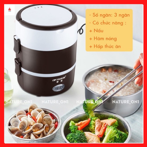 Hộp cơm cắm điện, Hộp cơm 3 tầng Tiện lợi có lõi hâm nóng thức ăn nhanh cho dân văn phòng, dân phượt