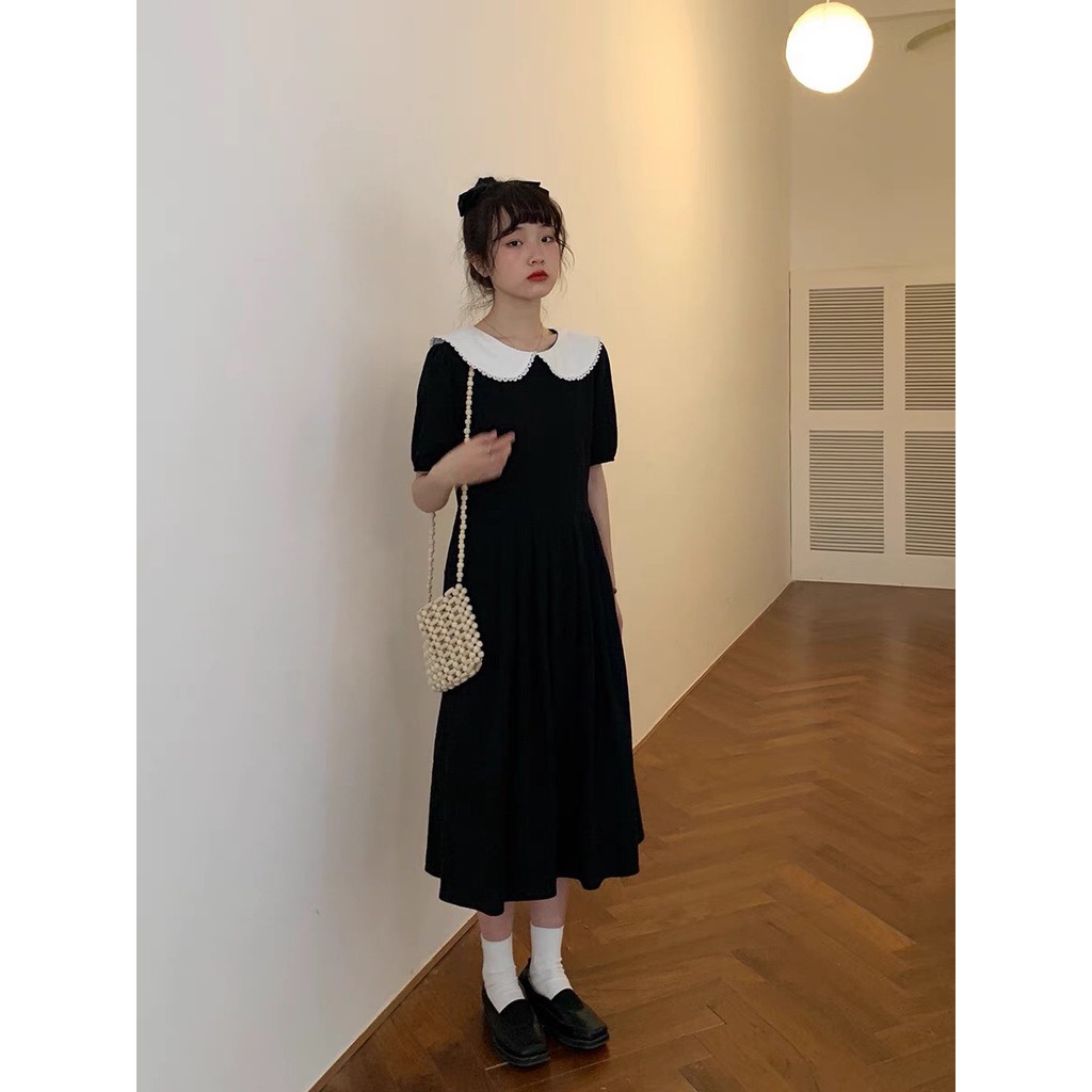Váy nữ tiểu thư, váy dài đen cổ bèo Hàn Quốc E3 thời trang nữ emmei | BigBuy360 - bigbuy360.vn