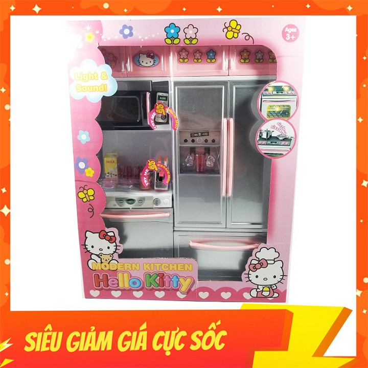 Đồ Chơi Tủ Lạnh Hello Kitty Màu Hồng Có 2 Ngăn, Có Tiếng Nấu Ăn, Chất Liệu An Toàn, Cho Bé Chơi Đồ Hàng