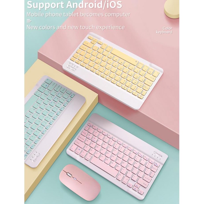 Bộ Bàn Phím Và Chuột bluetooth Không Dây Màu Macaron Cho ipad iPhone