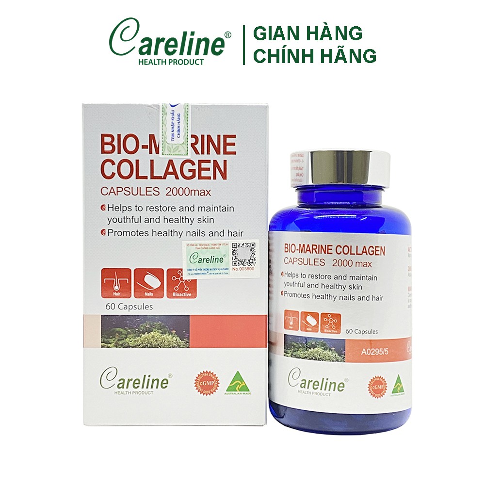 Careline Bio - Marine Collagen hộp 60 viên - Viên uống ngăn ngừa lão hóa, giảm nếp nhăn