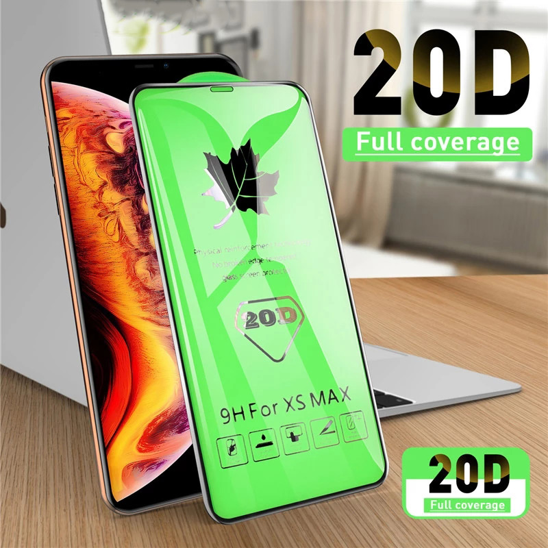 Miếng dán màn hình cường lực 20D cho iPhone 12 Mini 11 Pro X Xs Max XR 6 6s 7 8 Plus