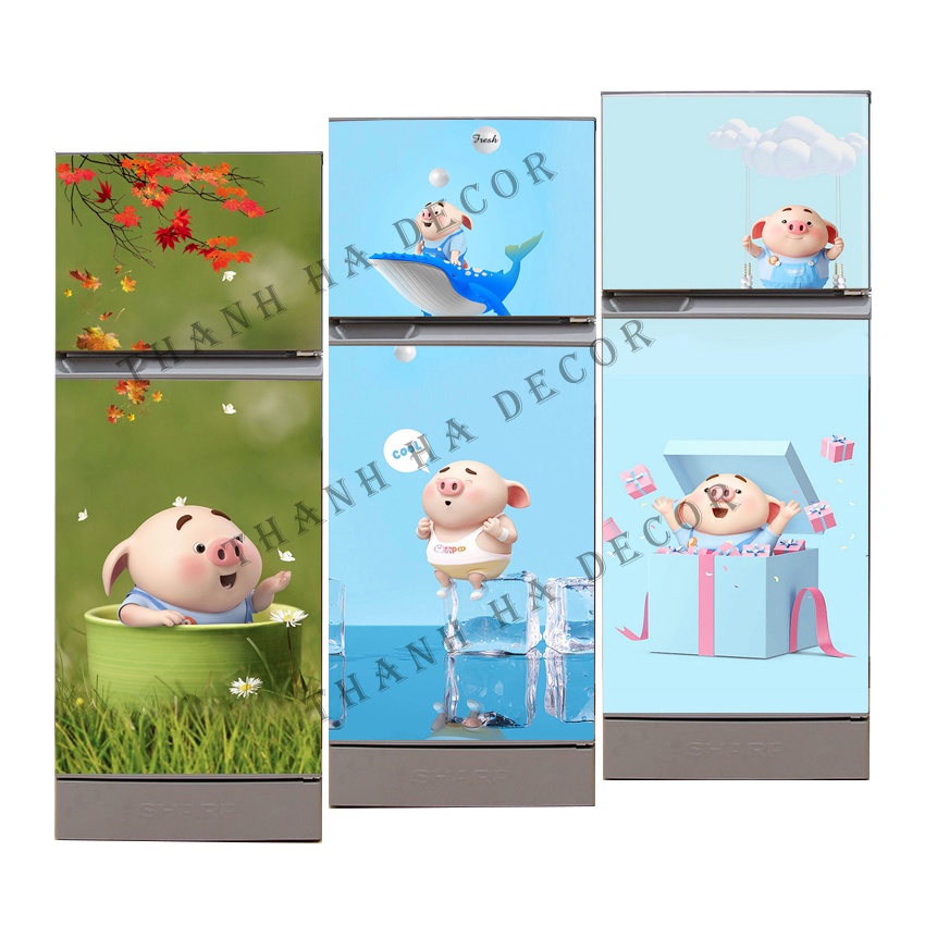 Decal dán Tủ Lạnh Pig 2022  chất liệu cao cấp