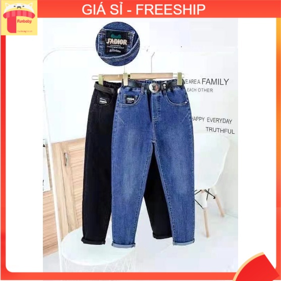 Quần jean bé gái 10-18 tuổi chữ SADIO, Quần bò cho bé co giãn cực tốt khỏe khoắn thời trang