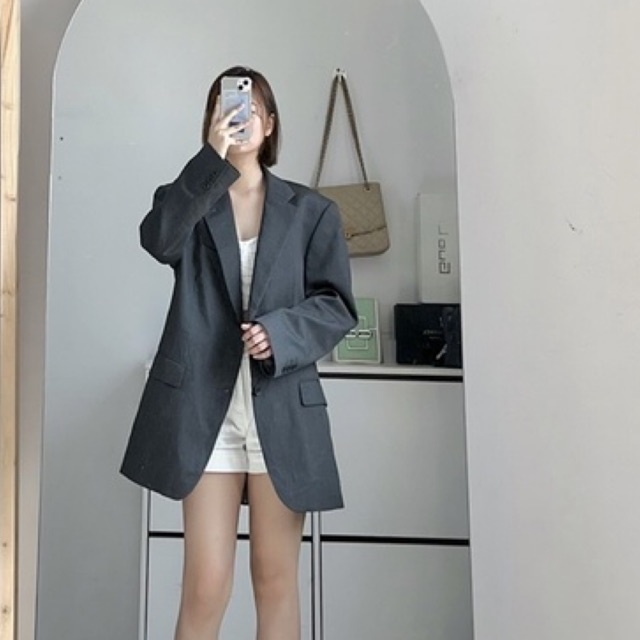 Blazer form rộng unisex thời trang thanh lịch có đệm vai