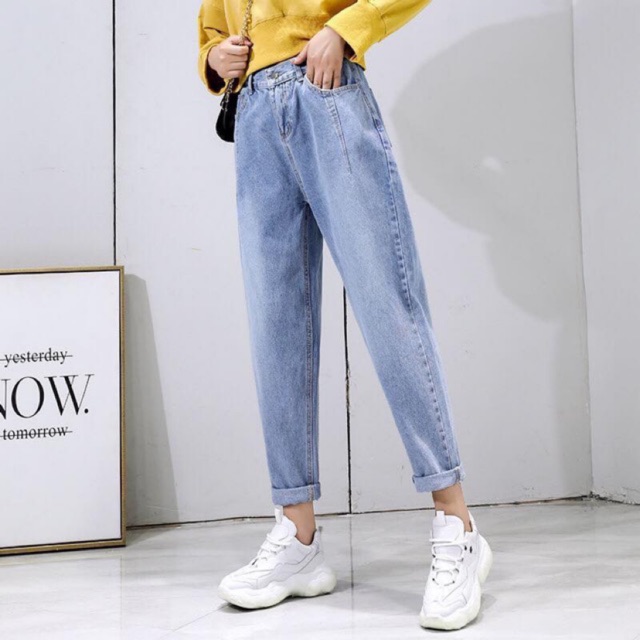 Quần Baggy Jeans Basic Trơn - Form Baggy, lưng thun co giãn thoải mái