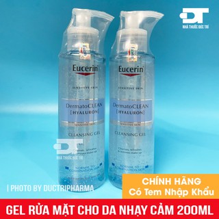 [CHÍNH HÃNG] Gel rửa mặt cho da nhạy cảm Eucerin DermatoCLEAN [HYALURON] Cleansing Gel 200ml