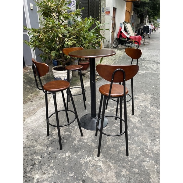 bộ 1 bàn 4 ghế quầy bar ,ban công ,clup ,cafe ghế cao 75cm - bàn 1m1