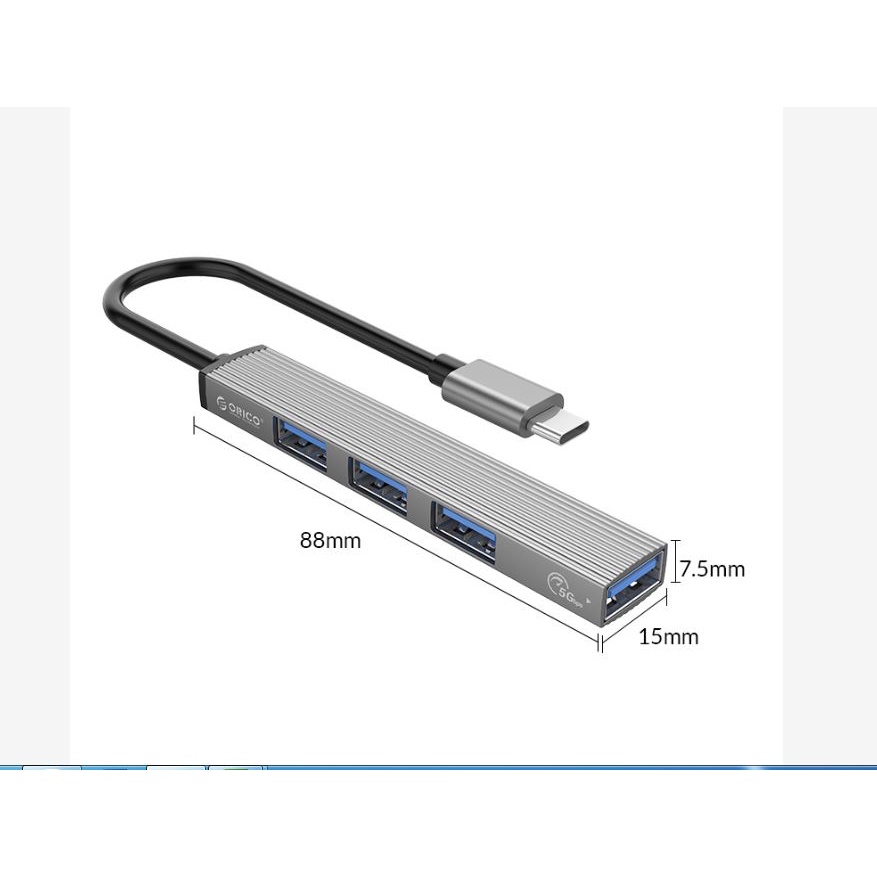 Bộ chia - HUB Type C sang USB 3.0 + USB 2.0 ORICO AH-13-GY-BP