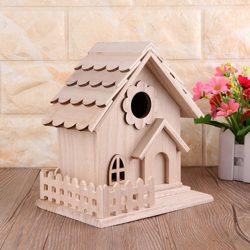 Tổ Chim Bằng Gỗ Tự Nhiên Hình Ngôi Nhà Sáng Tạo Dùng Trang Trí