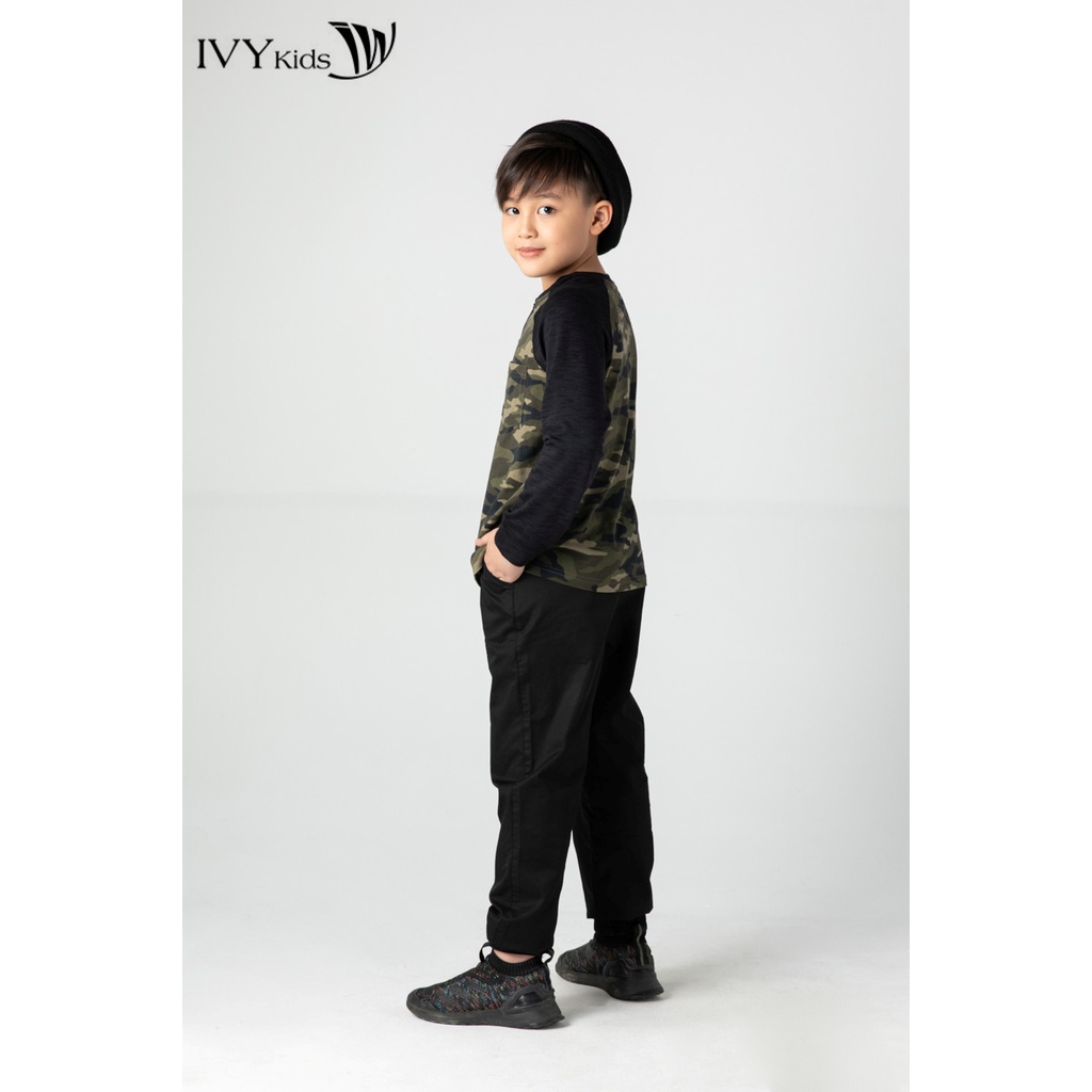 Áo thun bé trai phối rằn ri IVY moda MS 58K1375
