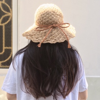 Mũ rộng vành handmade làm bằng sợi thô cho nữ