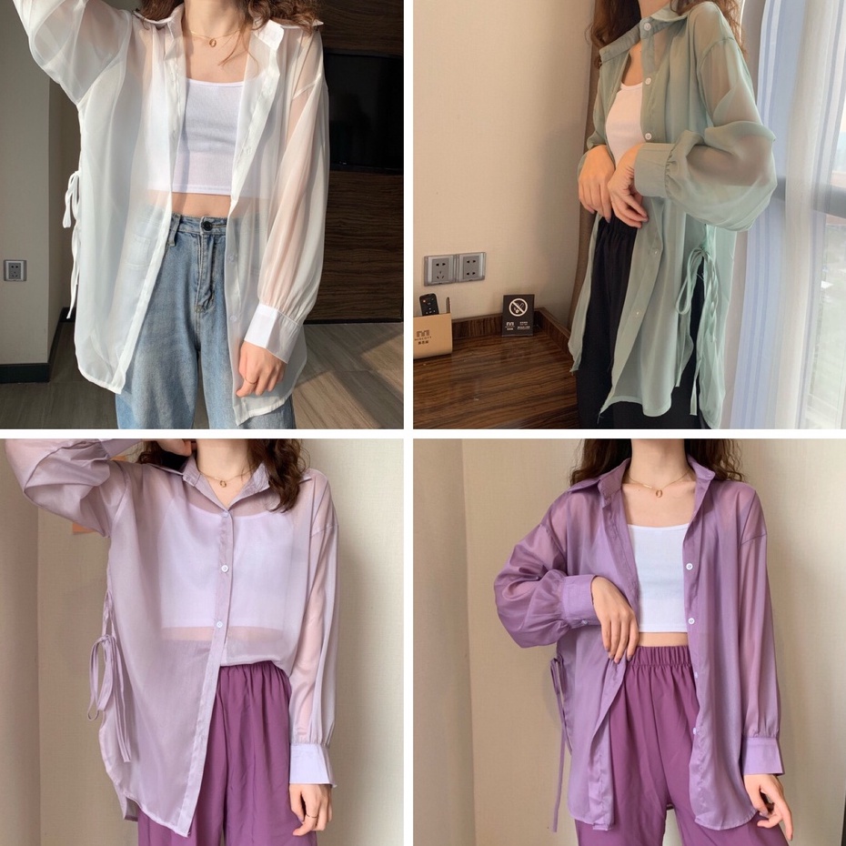 Áo khoác nữ sơ mi mỏng Emilyshop ulzzang