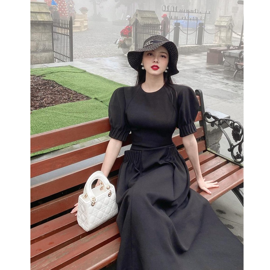 [CÓ SẴN] Đầm maxi đi biển màu đen cổ tròn, tay phồng bigsize váy đầm nữ đẹp đi biển giá rẻ | BigBuy360 - bigbuy360.vn