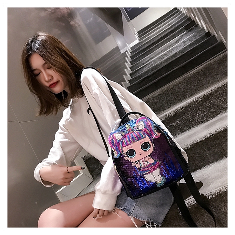 3d Lol Surprise Doll Kids Sequin Backpack Backpack Neo Kids Korea Balo Cute Túi Bé Gái