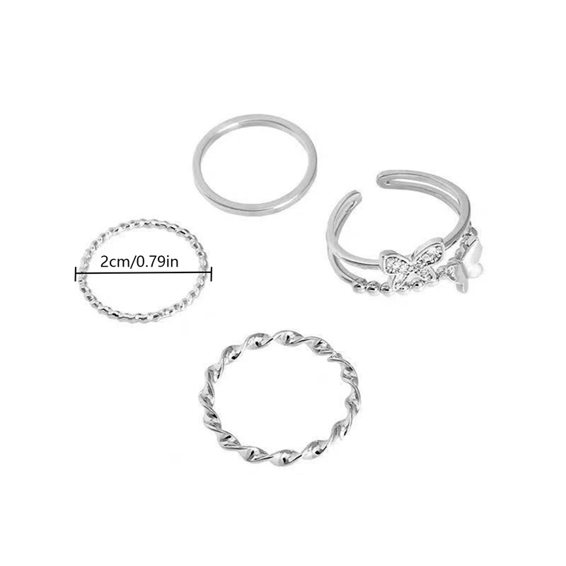 Set 3/4 Nhẫn Đốt Ngón Tay Phong Cách punk Hiphop