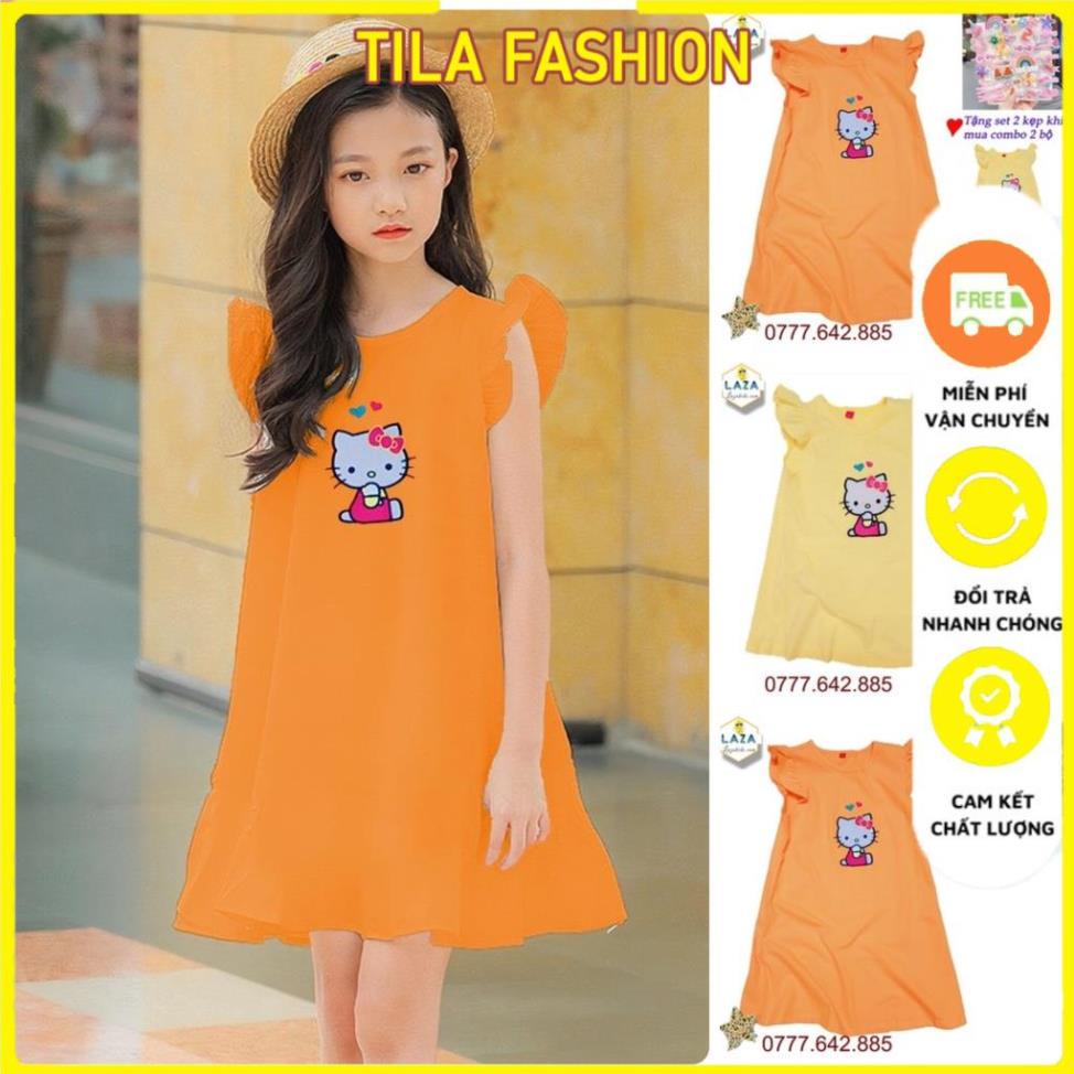 Siêu sales Váy bé gái coton cánh tiên in hello kitty dễ thương hàng cotton sài gòn chính phẩm xuất xịn