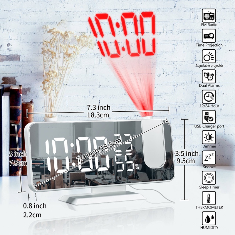 Đồng Hồ Báo Thức Kỹ Thuật Số Có Đèn LED Hiển Thị Nhiệt Độ Và Độ Ẩm