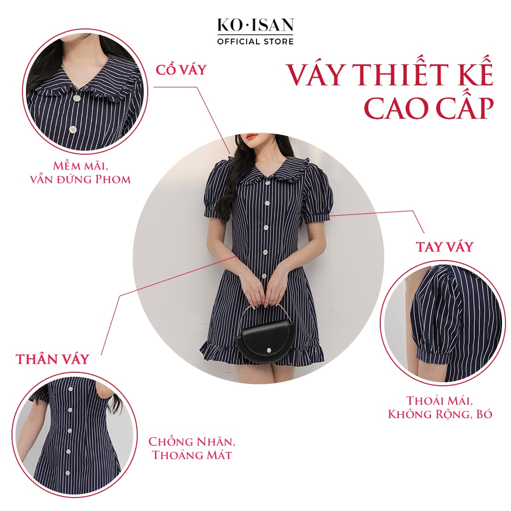 Đầm nữ KOISAN xinh sang chảnh kẻ dọc thiết kế dáng xoè tay bồng tiểu thư 21056683