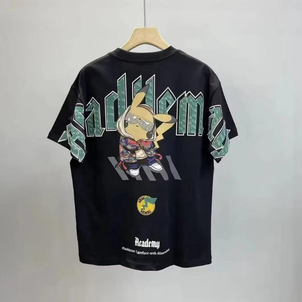 Áo Thun Cotton Cổ Tròn Ngắn Tay In Hình Pikachu Thời Trang Mùa Hè Dành Cho Nam M-5XL 3 Màu Lựa Chọn