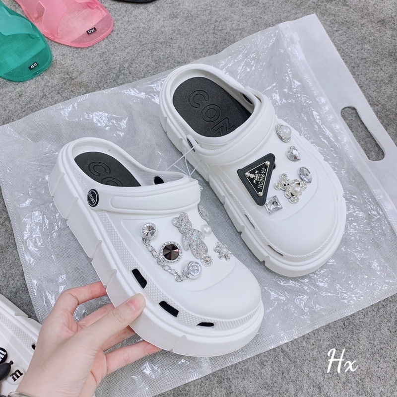 (Tặng kèm Sticker 3D) Dép sục bánh mì Cross nữ đế 4cm siêu nhẹ tặng kèm Sticker dễ thương Cros-01