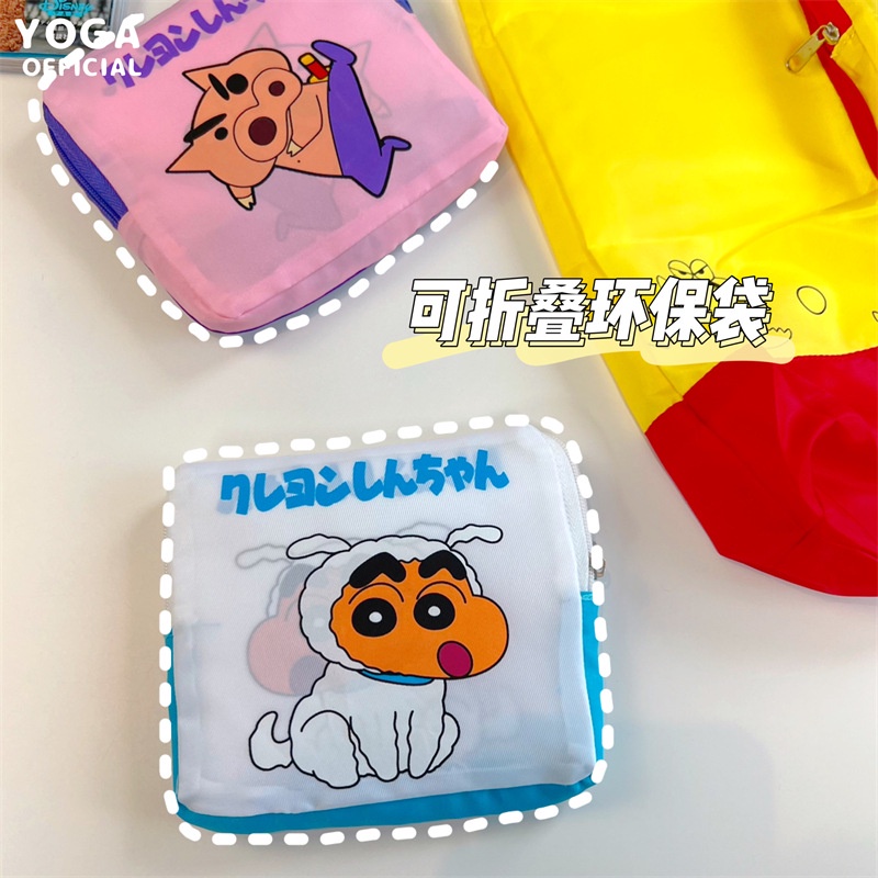 Túi Tote Đeo Vai In Hoạt Hình Shin-Chan Xiaobai Zuoguemon Dạng Gập Chống Thấm Nước Thân Thiện Với Môi Trường