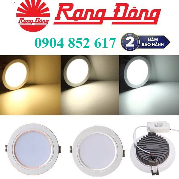 Đèn LED Âm trần Downlight Đổi màu 3 chế độ viền vàng Rạng Đông 7W - 9W - 12W DAT10L ĐM