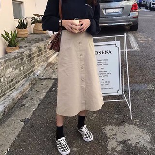 Chân váy nút dọc ulzzang qc / chân váy khaki _ có ảnh thật
