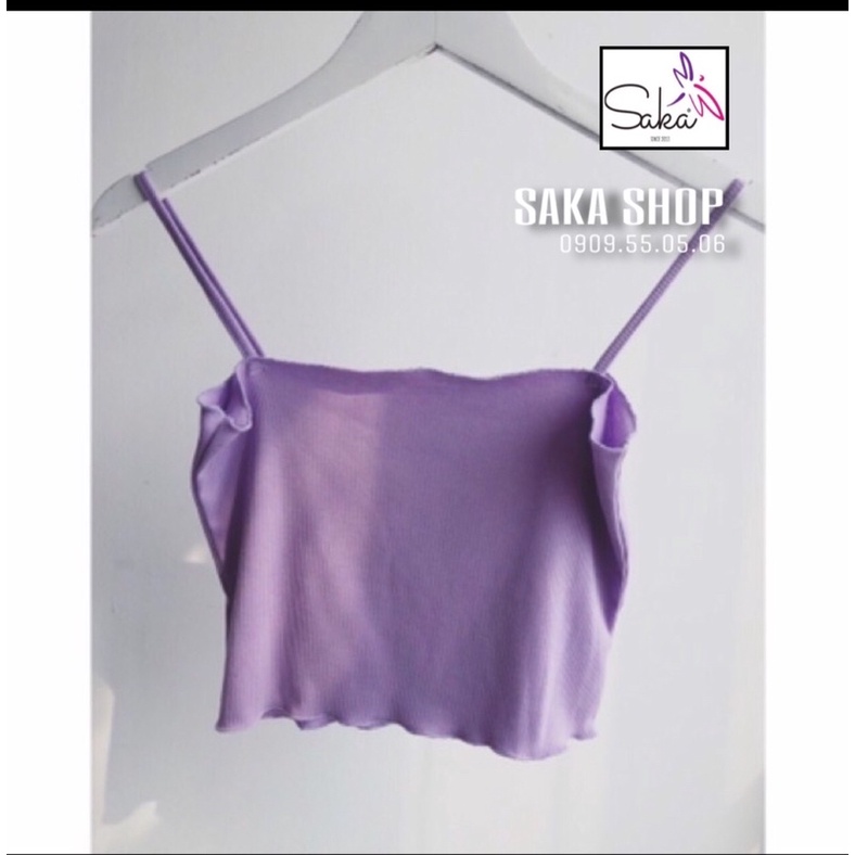 Áo 2 dây cuốn biên croptop vải thun chánh phẩm