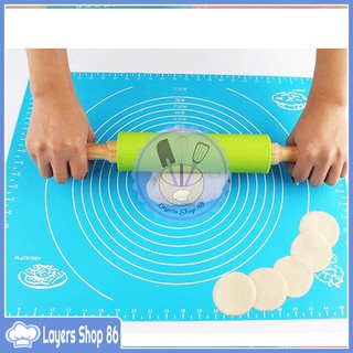 bộ cán lăn bột silicon +Tấm lót nhào bột silicone/thảm nhào bột chống dính 50x40cm giao màu ngẫu nhiên