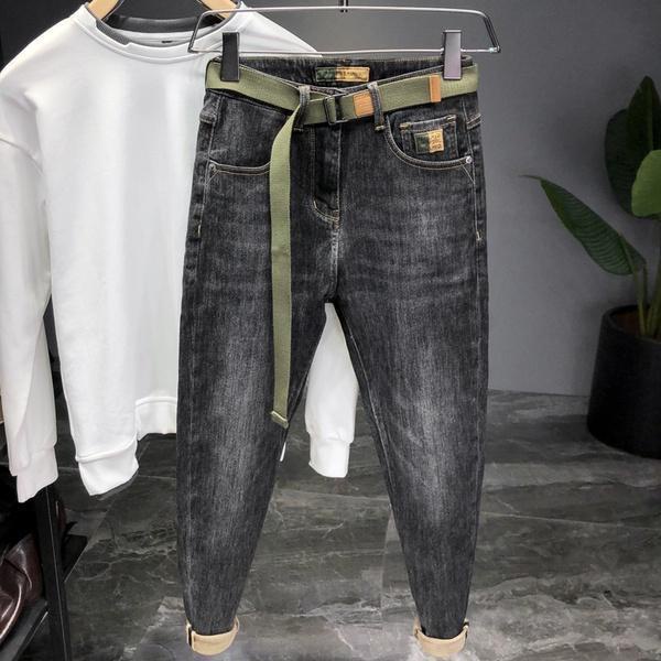 Quần short Jeans Dày Dặn Ống Rộng Mẫu Mới 2021 Thời Trang Thu Đông Cho Nam