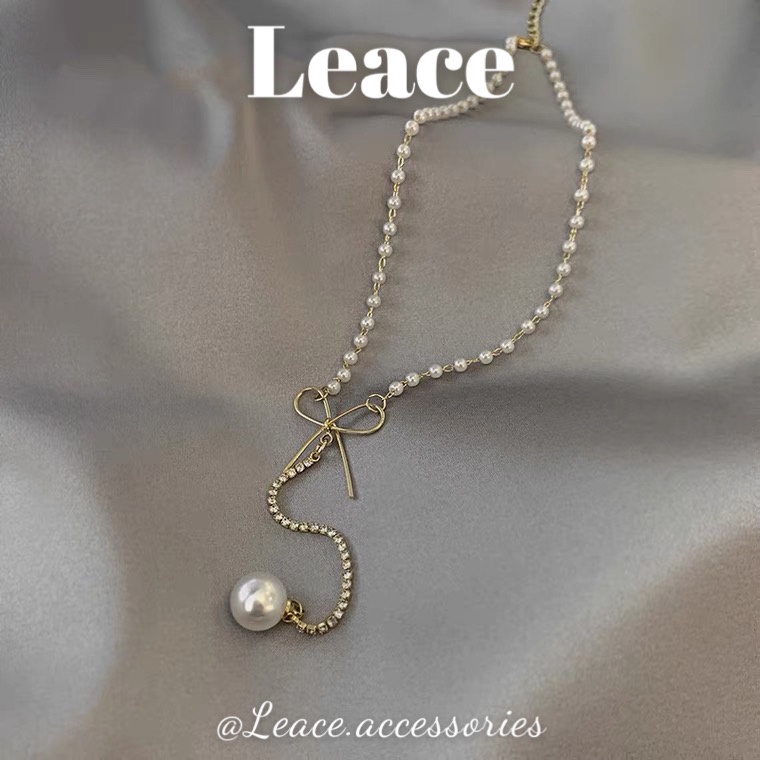 Dây chuyền nữ, vòng cổ nữ ngọc trai nhân tạo thắt nơ NL023 Leace.accessories