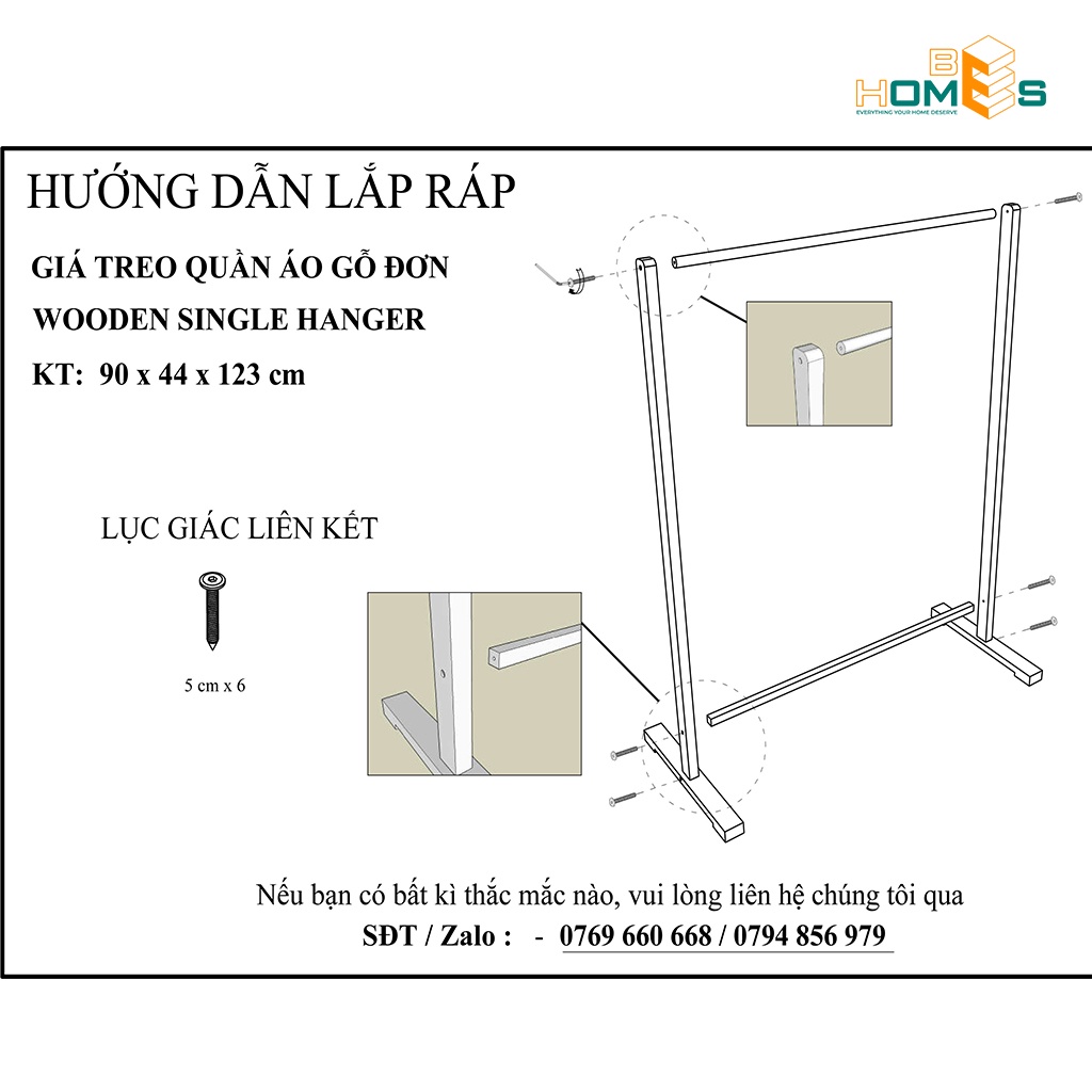 Giá treo quần áo gỗ đơn - nội thất phòng ngủ