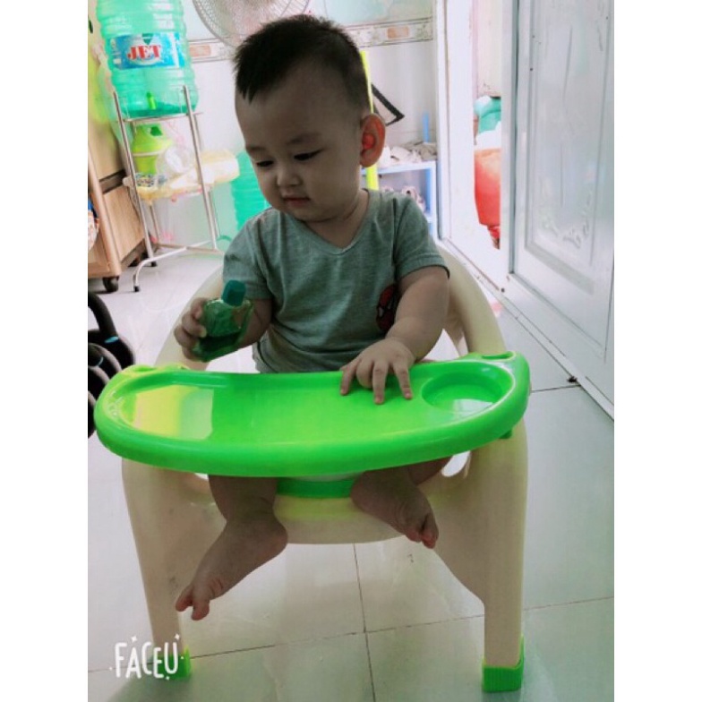 ghế ăn dặm cho bé có còi kêu chíp chíp, bàn ăn dặm nhựa Việt Nhật 1828