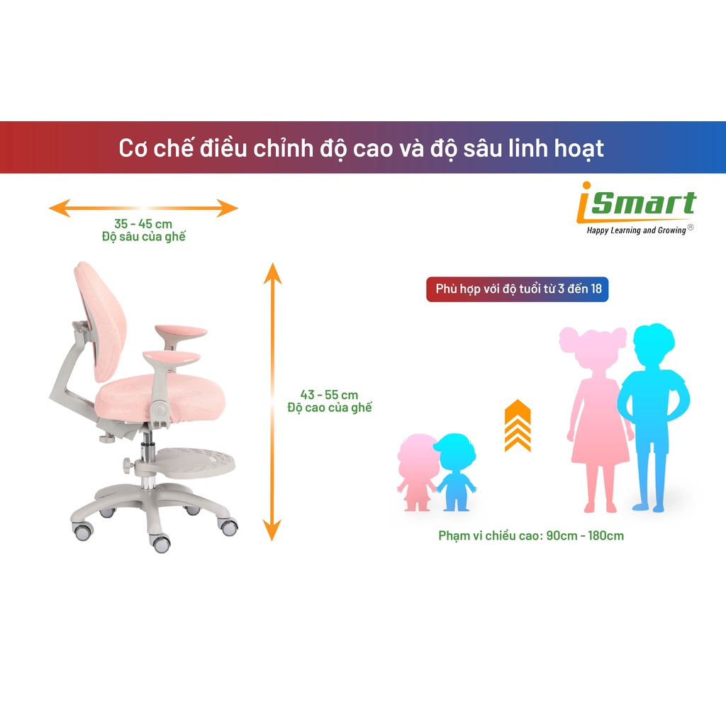 Ghế Ngồi Học Chống Gù iSmart G01HD (High chair version)