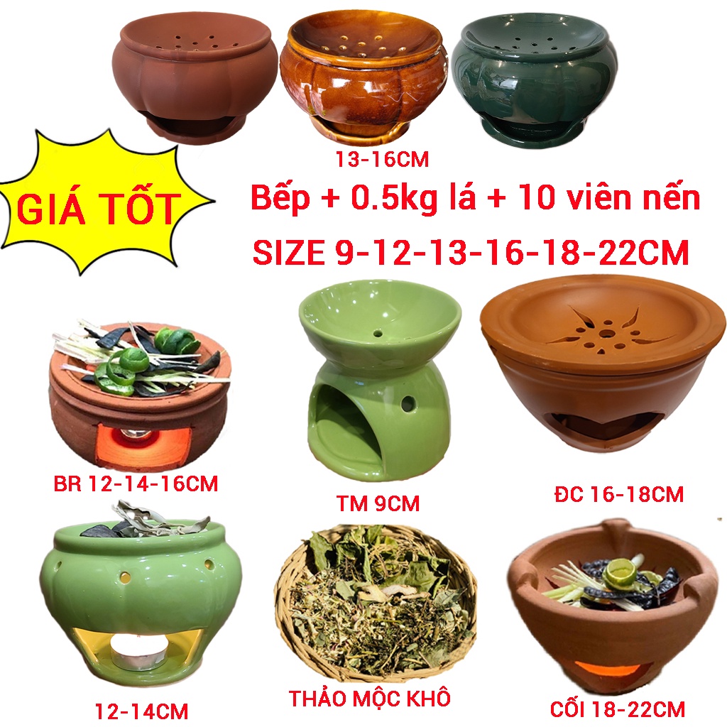 💥Combo Bếp đốt bồ kết thảo mộc + 10 nến + 0.5kg thảo mộc (Lá Sả mix khuynh diệp) xông nhà diệt khuẩn