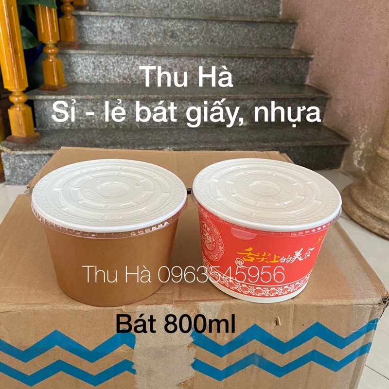 Set 50 tô giấy nâu 800ml kèm nắp