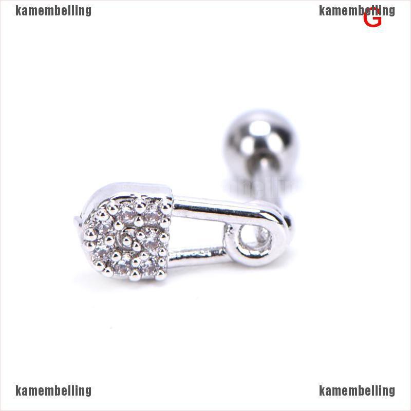 [KAM] Khuyên Xỏ Sụn Tai Helix Đính Kim Cương Giả Pha Lê Hình Hoa Mặt Tr