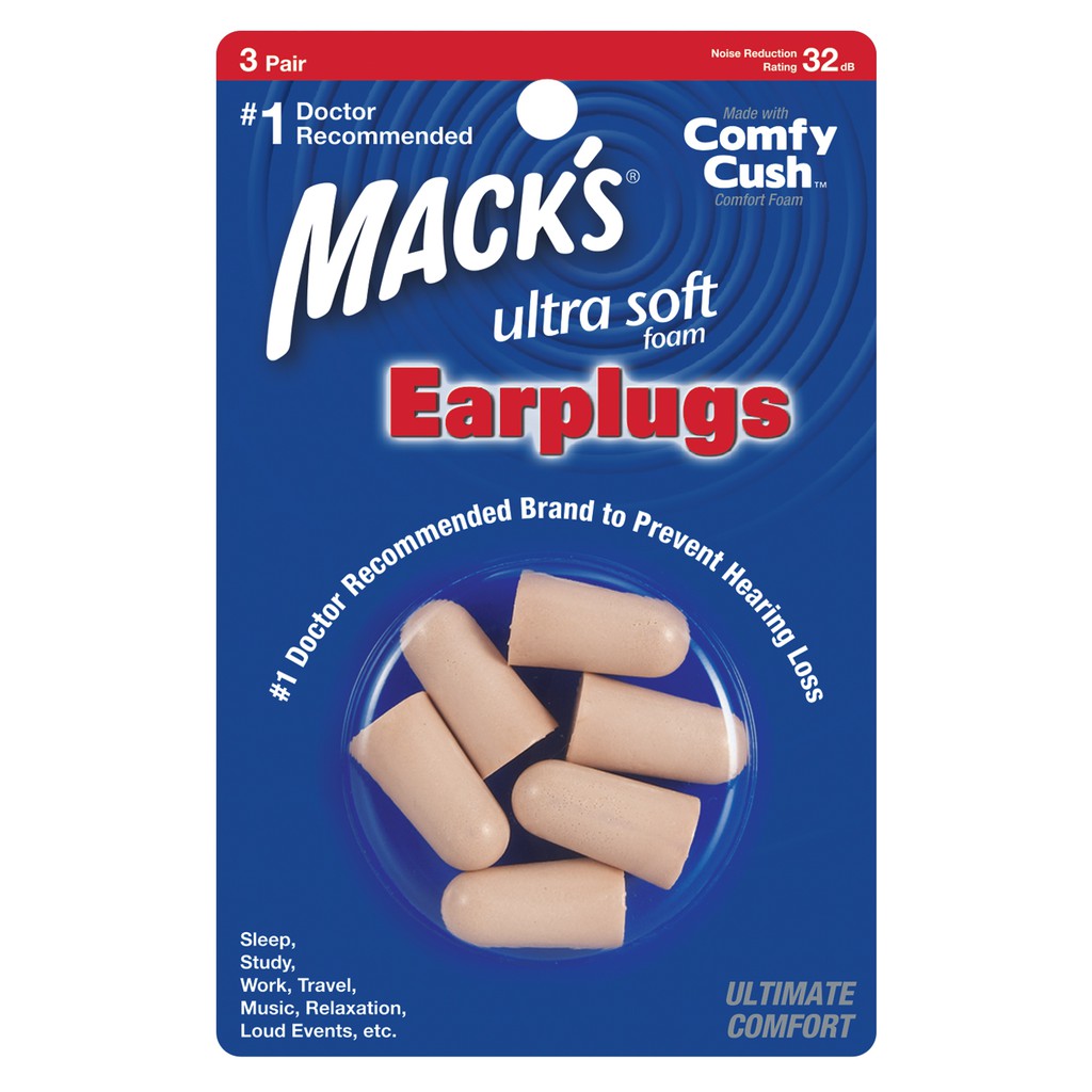 Hộp 3 đôi nút bịt tai chống ồn Mack's Soft Foam