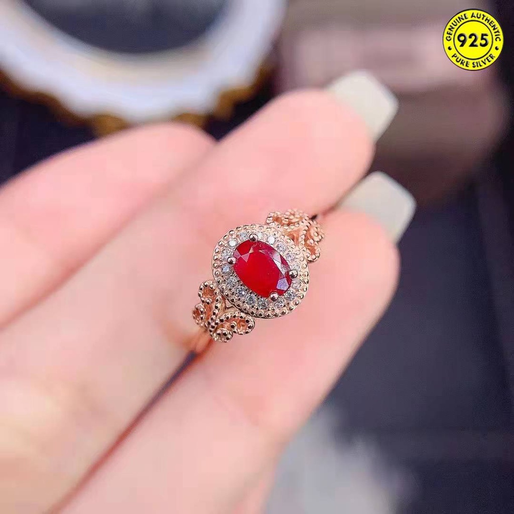 Nhẫn Hở Hình Chim Bồ Câu Đính Đá Ruby Màu Hồng Vàng Nhạt Sang Trọng Đơn Giản
