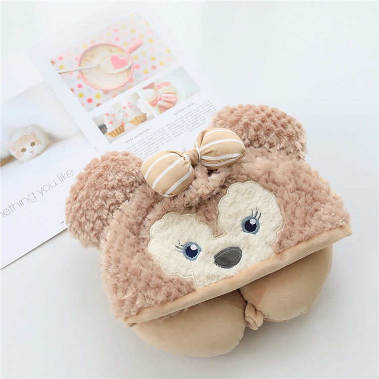 DISNEY Gối Kê Cổ Hình Chữ U Có Mũ Trùm Đầu Hình Hoạt Hình Kira Stellalou Kuromi Linabell Dễ Thương Sự Bảo Vệ
