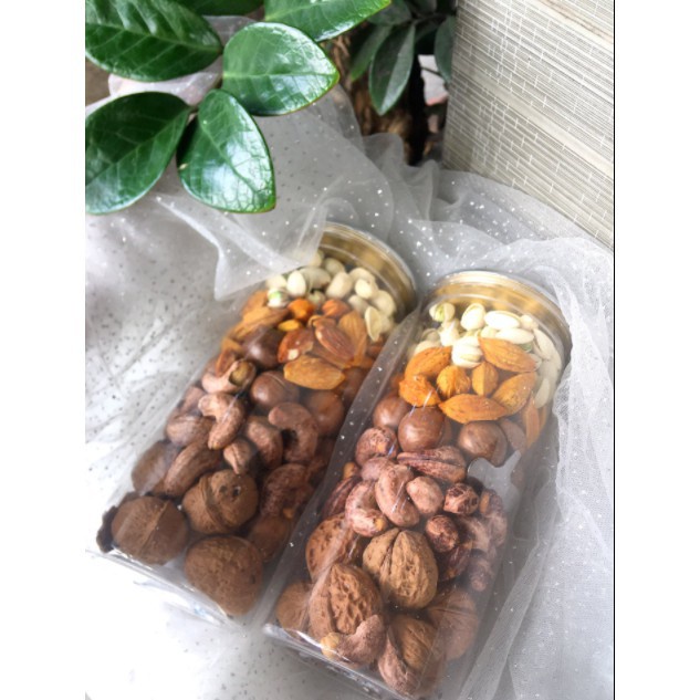 Hạt dinh dưỡng mix 5 loại hạt nguyên vỏ đã sấy chín (Điều, Óc chó, Hạnh nhân, Macca, Dẻ cười) ăn kiêng, giảm cân (500g)