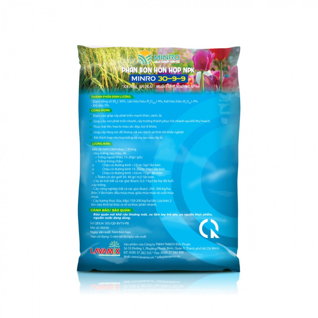 Phân NPK 30-9-9+ TE Minro, Túi 0.2Kg - 1Kg, Hỗ Trợ Phát Triển Nhanh Thân, Cành, Lá, Bộ Rễ