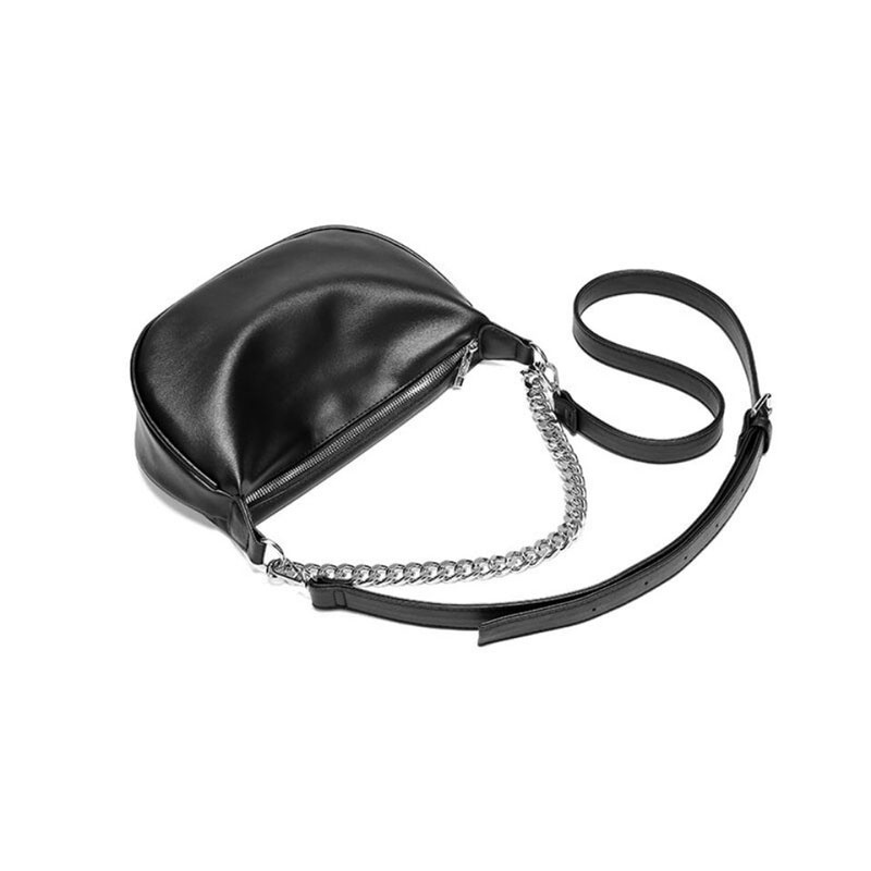 Túi xách IELGY hình bán nguyệt phối dây xích phong cách retro dành cho nữ